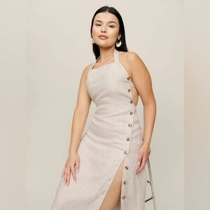 chinese dress ladies Organic Linen Wrap Dress Eliana Cloudy Blue ❤️ menique